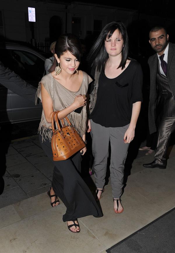 Selena Gomez enjoys a night out at Nobu restaurant in London on July 5, 2011