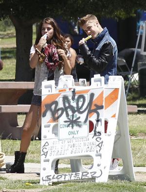 Selena Gomez enjoying a popsicle in Van Nuys on June 30, 2012