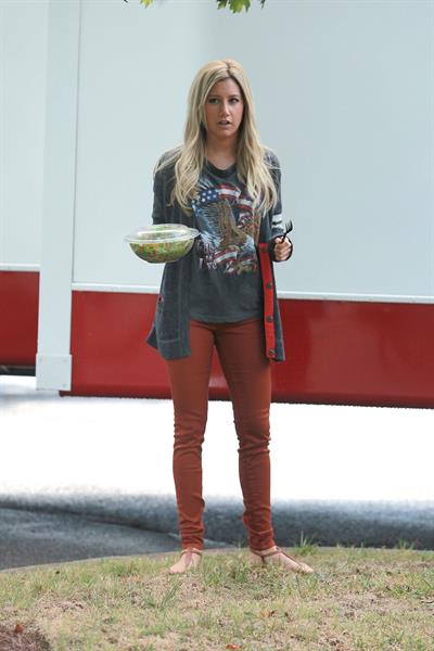 Ashley Tisdale on a lunch break while shooting Scary Movie 5 10/2/12