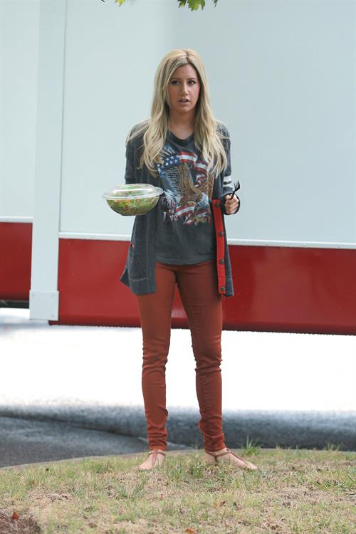 Ashley Tisdale on a lunch break while shooting Scary Movie 5 10/2/12