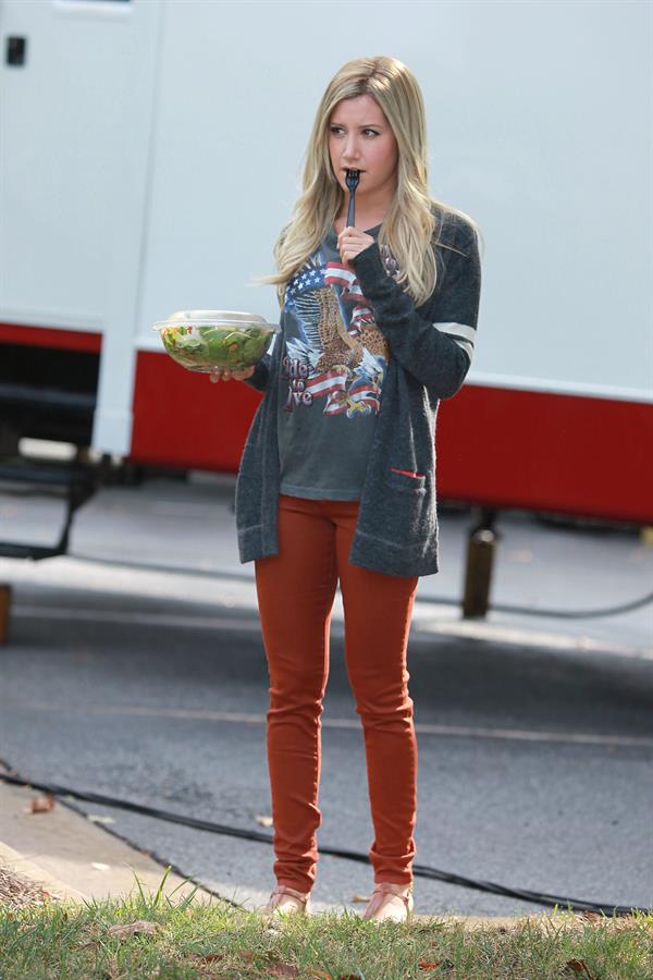 Ashley Tisdale on a lunch break while shooting Scary Movie 5 10/2/12
