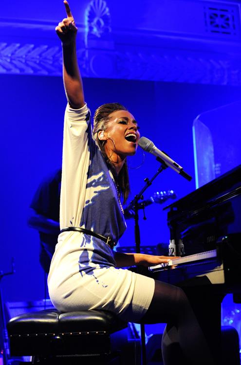 Alicia Keys celebrating the release of her new album the Element of Freedom at Aqua in London
