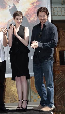 Anne Hathaway Christopher Nolan immortalized with hand and footprint ceremony on July 7, 2012