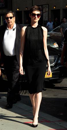 Anne Hathaway at Late Show with David Letterman in New York on July 11, 2012
