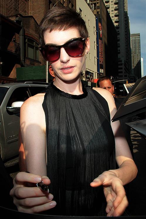 Anne Hathaway at Late Show with David Letterman in New York on July 11, 2012