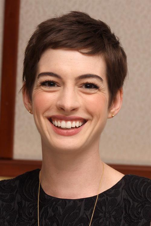 Anne Hathaway the Dark Knight Rises press conference portraits in Beverly Hills on July 8, 2012
