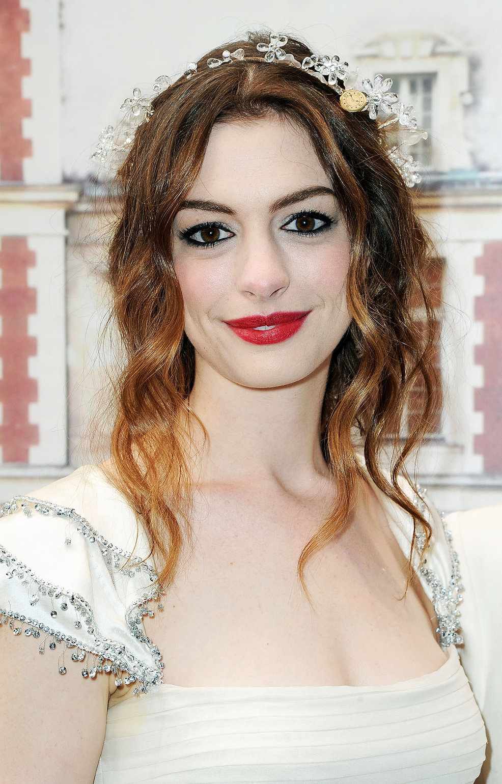 Anne Hathaway White Fairy Tale Love Ball in Paris on July 5, 2011