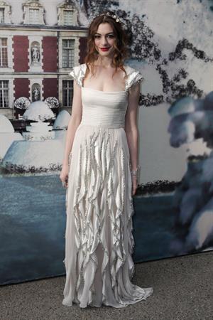 Anne Hathaway White Fairy Tale Love Ball in Paris on July 5, 2011