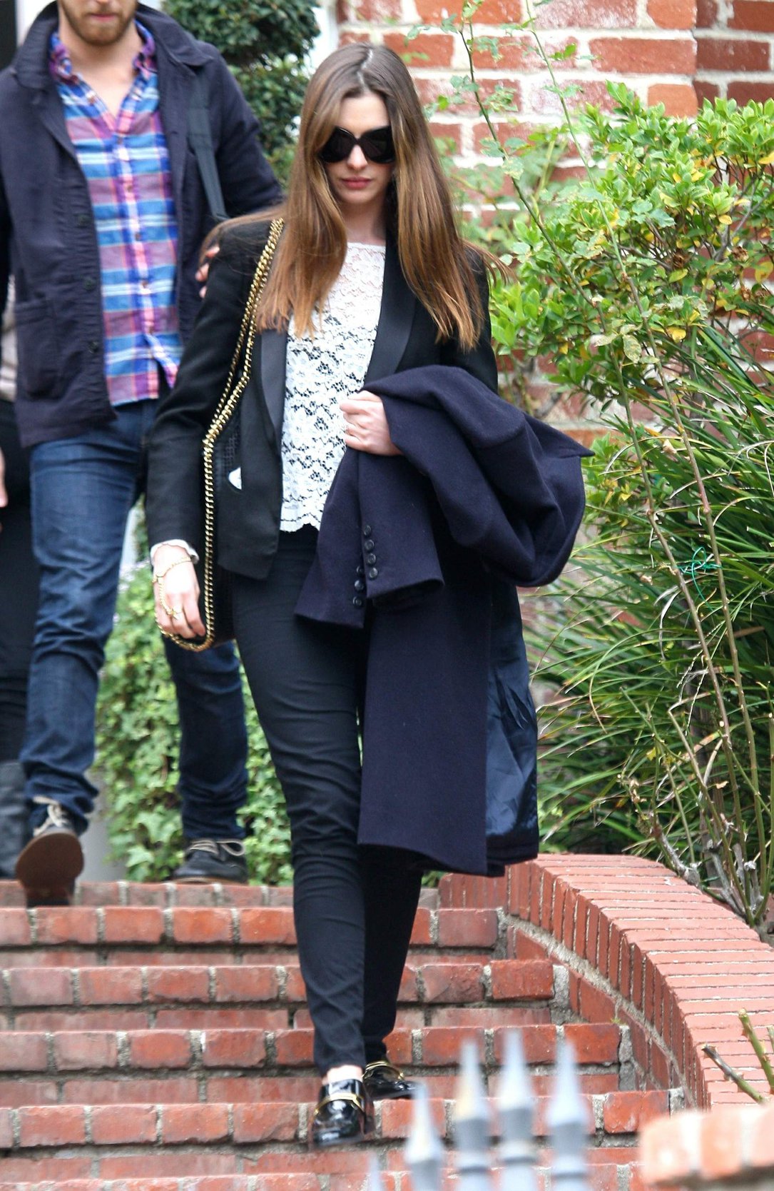 Anne Hathaway leaving a friends house in Beverly Hills on January 20, 2012