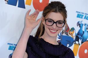Anne Hathaway attending the Rio Los Angeles premiere on April 10, 2011
