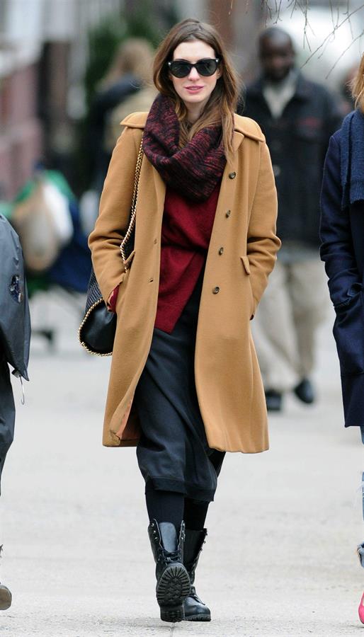 Anne Hathaway out and about in New York City on February 2, 2012