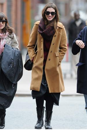 Anne Hathaway out and about in New York City on February 2, 2012