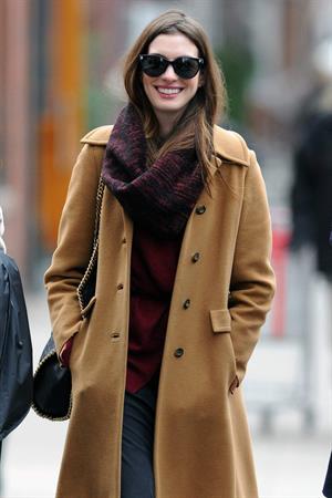 Anne Hathaway out and about in New York City on February 2, 2012