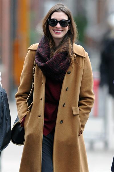 Anne Hathaway out and about in New York City on February 2, 2012