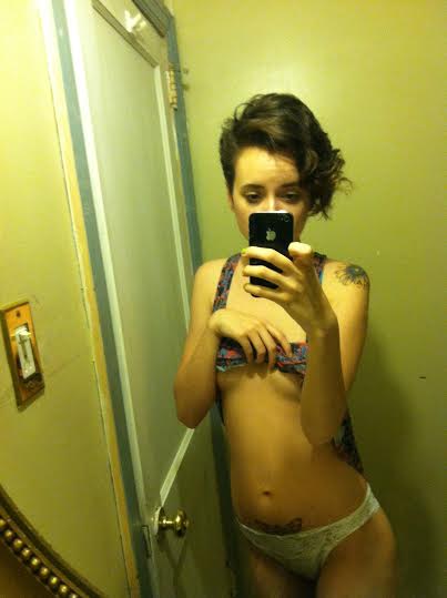 Anonymous in lingerie taking a selfie