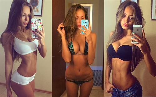 Galinka Mirgaeva in a bikini taking a selfie