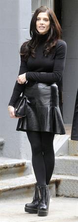 Ashley Greene on set of a photoshoot for DKNY in New York on April 1, 2012