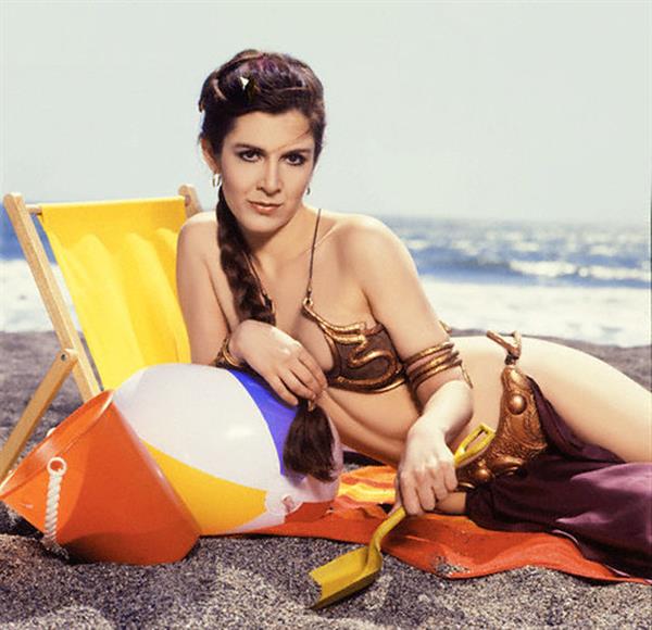 Carrie Fisher in a bikini