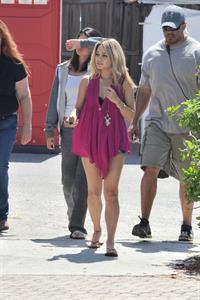 Selena Gomez, Vanessa Hudgens and Ashley Benson on the set of Spring Breakers on March 21, 2012