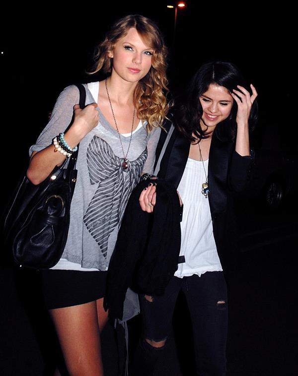 Selena Gomez and Taylor Swift outside a bowling alley in Los Angeles