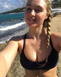 Iskra Lawrence in a bikini taking a selfie