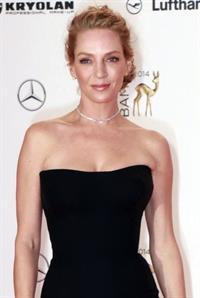 Uma Thurman in a black dress for bambi awards