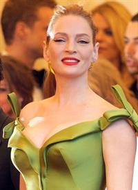 Uma Thurman in a green dress
