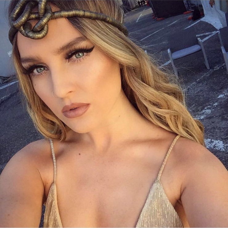 Perrie Edwards in a bikini taking a selfie