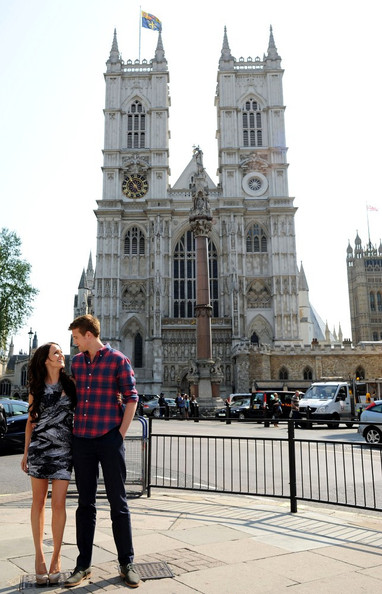 Nico Evers-Swindell and Camilla Luddington promote the made-for-TV movie's DVD release outside Westminster Abbey. (April 25, 2011)