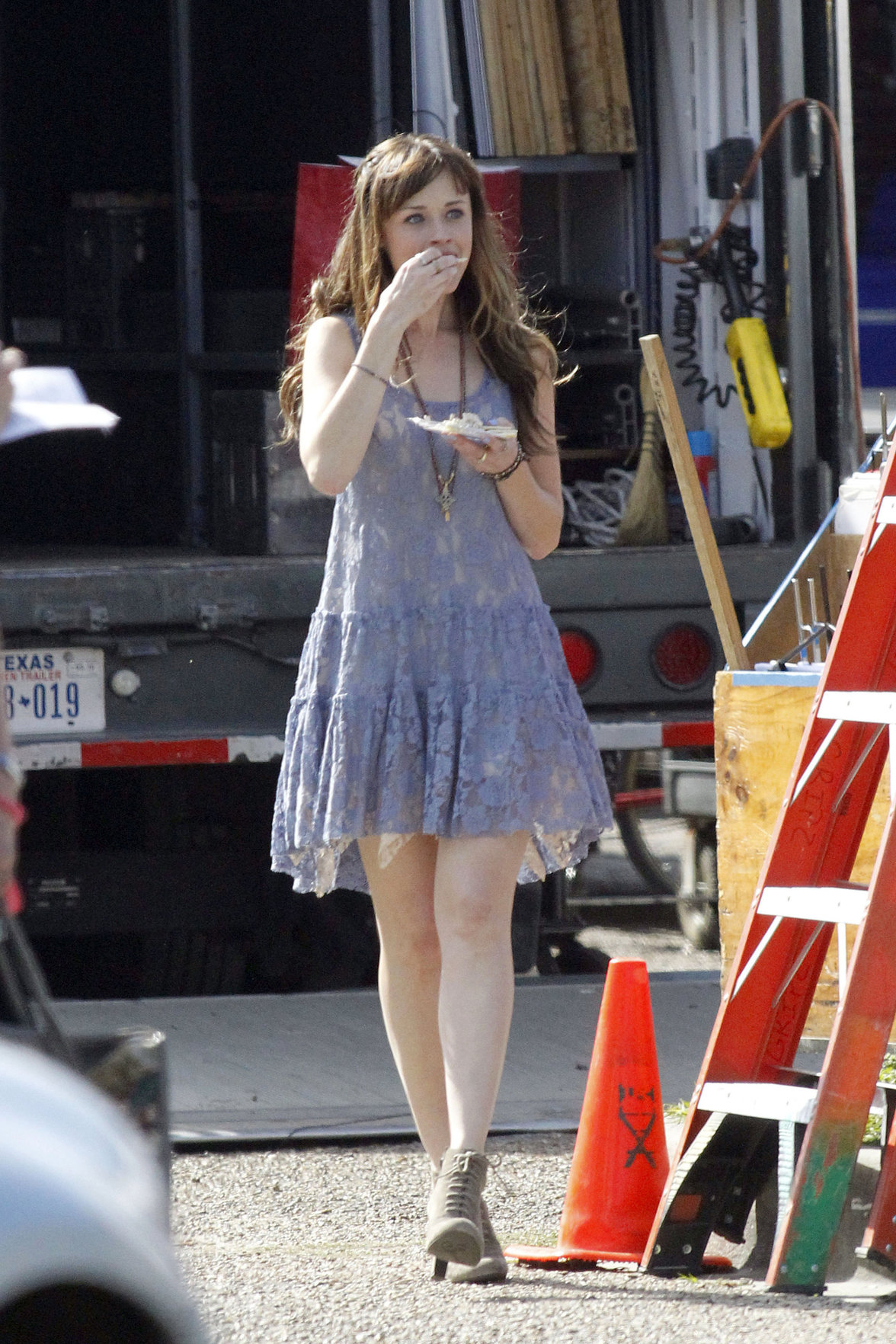 Alexis Bledel on the set of 'Remember Sunday' in New Orleans January 25, 2013
