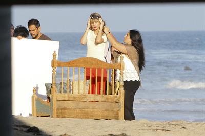 Taylor Swift on the set of a photoshoot in Malibu July 24, 2012