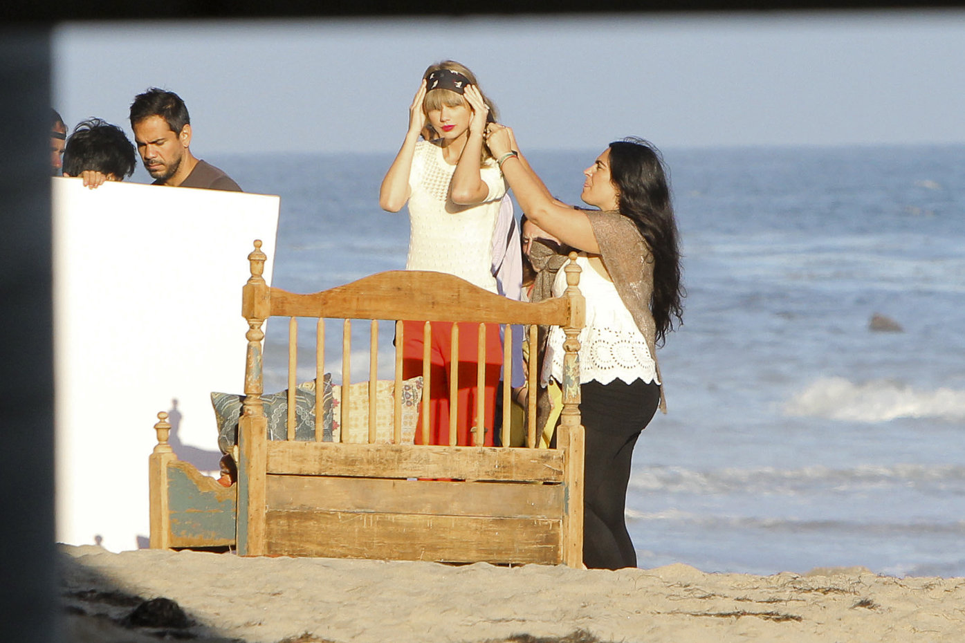 Taylor Swift on the set of a photoshoot in Malibu July 24, 2012