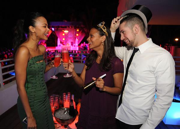 Zoe Saldana Hosts a New Year's Eve bash at James Royal Palm Hotel in Miami Beach December 31-2012 