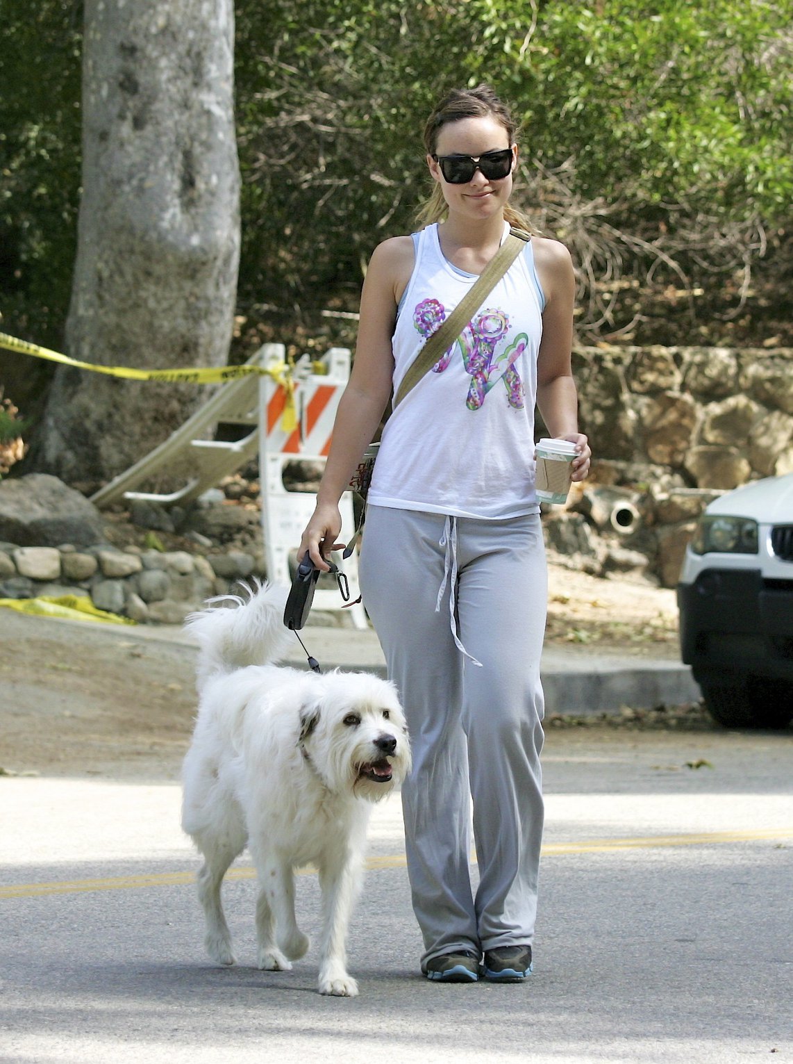 Olivia Wilde walking her dog in the Hollywood Hills on June 24, 2011