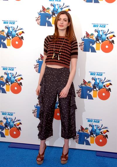 Anne Hathaway 20th Century Fox press day for Rio at Zanuck Theater January 28, 2011 