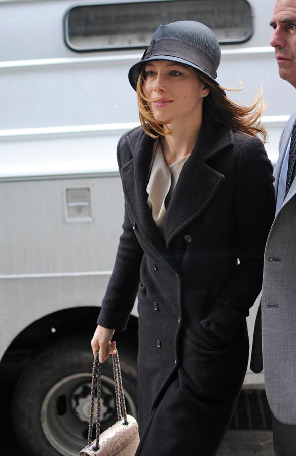 Jessica Biel leaving Justin Timberlake's apartment February 18, 2010