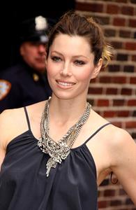 Jessica Biel visits the Late Show with David Letterman in New York City