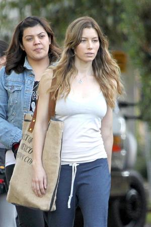 Jessica Biel – “Shiva and May” set candids, LA 10/17/13 