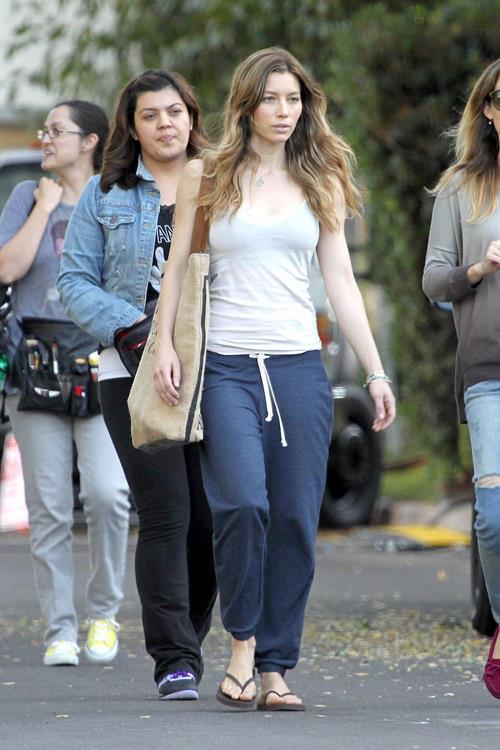 Jessica Biel – “Shiva and May” set candids, LA 10/17/13 