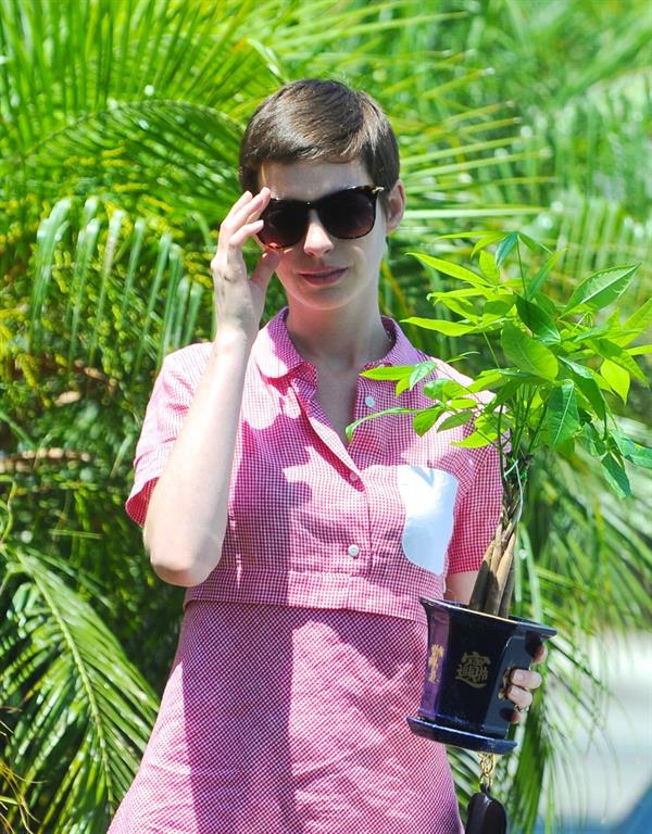 Anne Hathaway out about in Hollywood July 22, 2012 