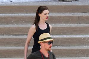 Anne Hathaway set of the Dark Knight Rises in Pittsburgh 4-8-2011