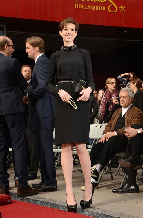 Anne Hathaway attends the Hugh Jackman Hollywood Walk Of Fame Ceremony in Hollywood December 13-2012 