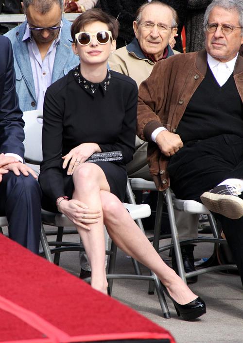 Anne Hathaway attends the Hugh Jackman Hollywood Walk Of Fame Ceremony in Hollywood December 13-2012 