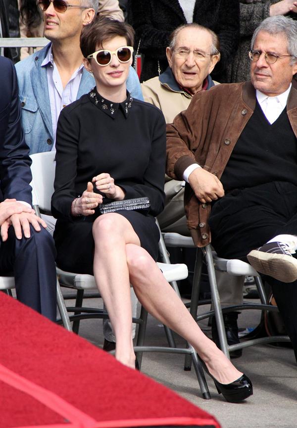 Anne Hathaway attends the Hugh Jackman Hollywood Walk Of Fame Ceremony in Hollywood December 13-2012 