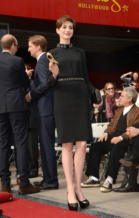 Anne Hathaway attends the Hugh Jackman Hollywood Walk Of Fame Ceremony in Hollywood December 13-2012 