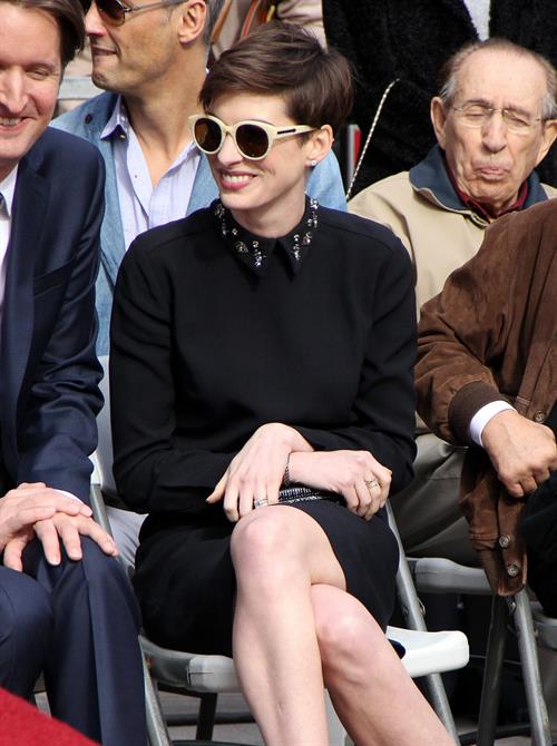 Anne Hathaway attends the Hugh Jackman Hollywood Walk Of Fame Ceremony in Hollywood December 13-2012 