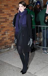 Anne Hathaway outside of The Daily Show with Jon Stewart in NYC. January 7-2013 