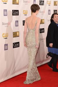 Anne Hathaway attends the Critics' Choice Movie Awards 2013 with Skinnygirl Cocktails at Barkar Hangar