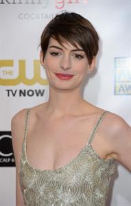 Anne Hathaway attends the Critics' Choice Movie Awards 2013 with Skinnygirl Cocktails at Barkar Hangar