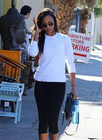 Zoe Saldana arriving at a gym in West Hollywod January 15-2013 